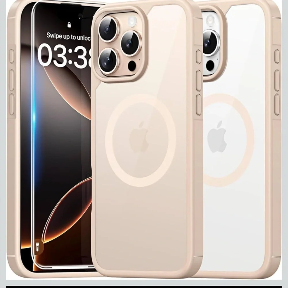 Clear Phone Case for iPhone 16 Pro Max desert sand color & 2 screen protectors